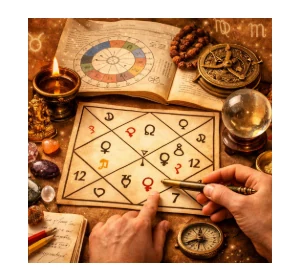 Reading a birth chart with a compass
